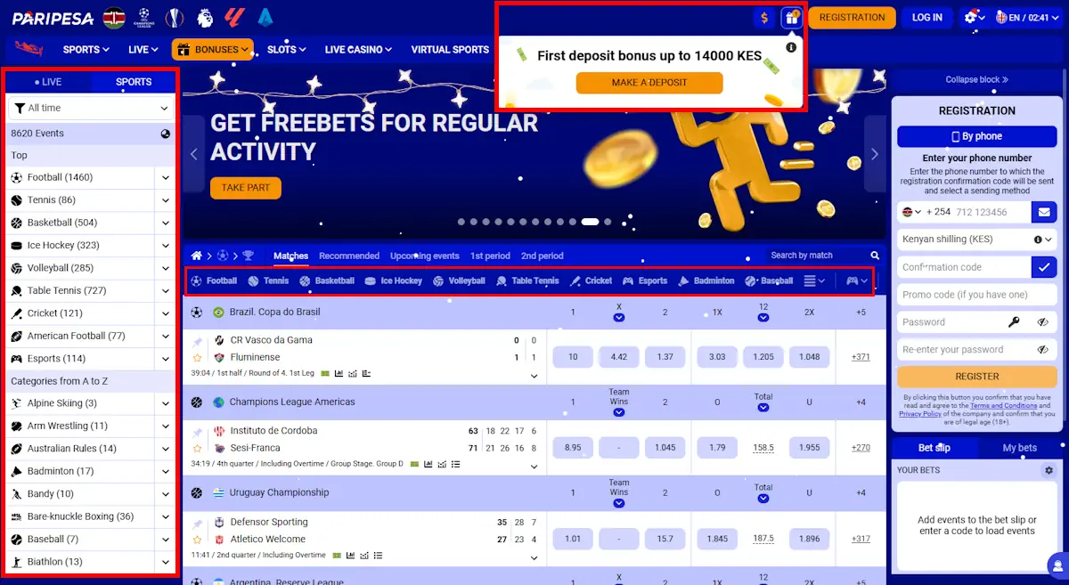 Paripesa Sportsbook Sports and Welcome Bonus Screenshot